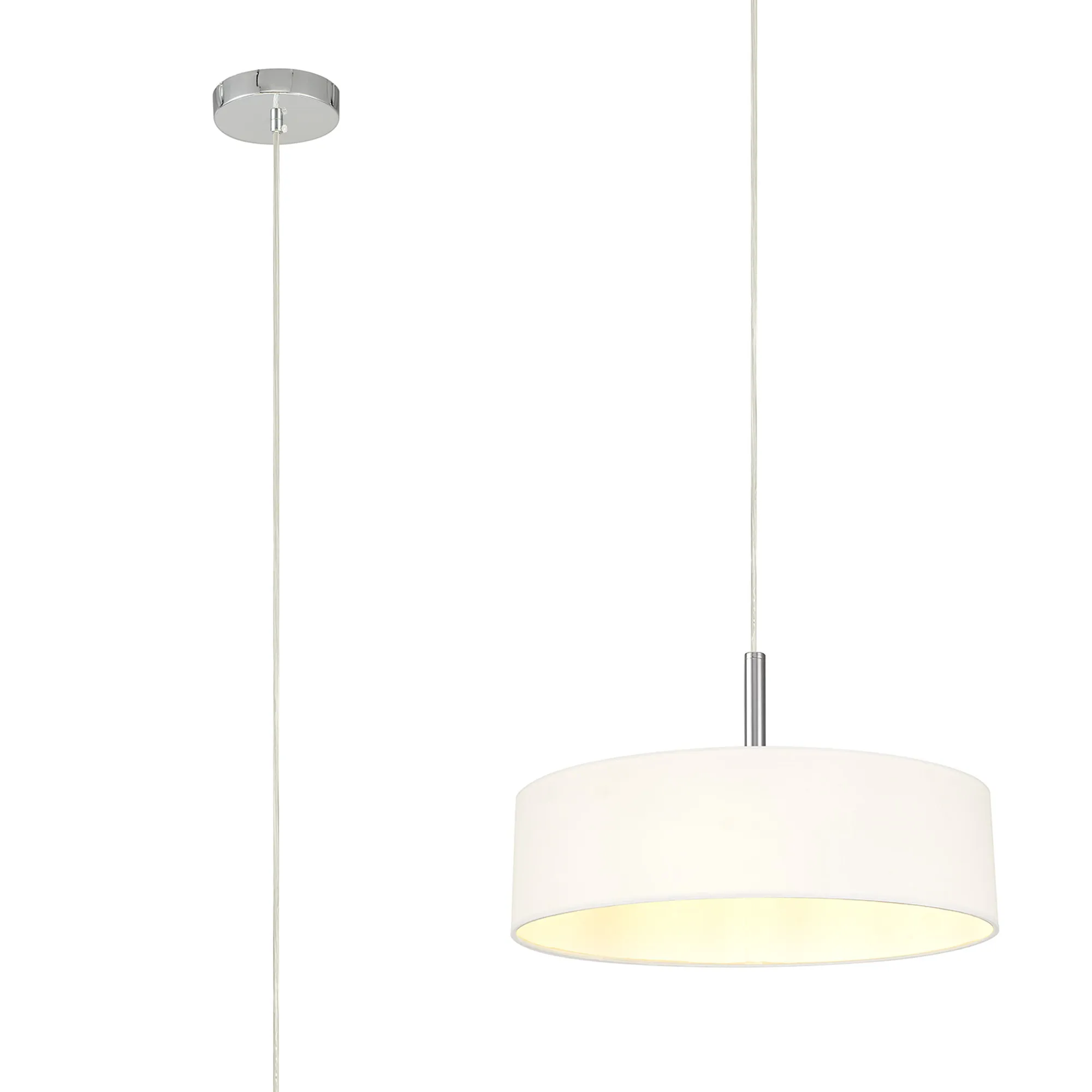 DK0691  Baymont 45cm 3 Light Pendant Polished Chrome, White